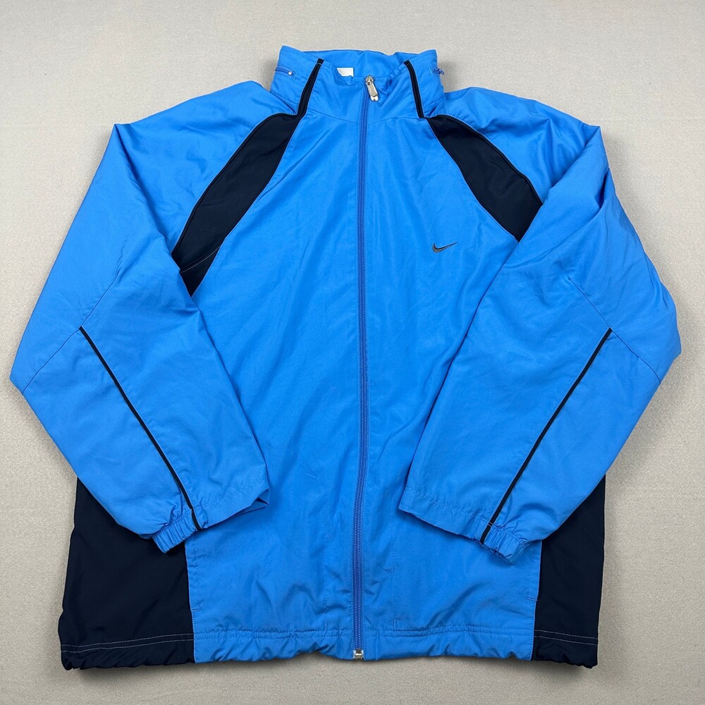 Nike Jacket Men Extra Large Blue Colorblock Full Zip Windbreaker Packable Hood